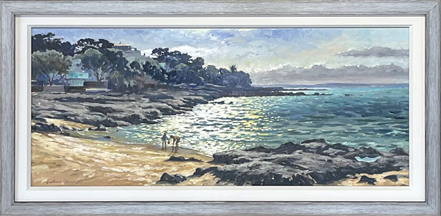 Graham Downs nz landscape art, Thorne Bay painting, oil on canvas